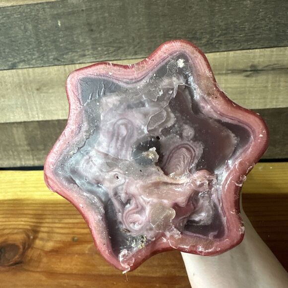 Maroon Hand carved Candle 15” Tall Never Lit - Picture 9 of 9